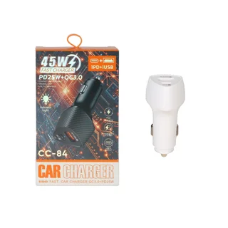 شارژر فندکی PD و فست دو پورت مدل CC-84 45W - سفید DST