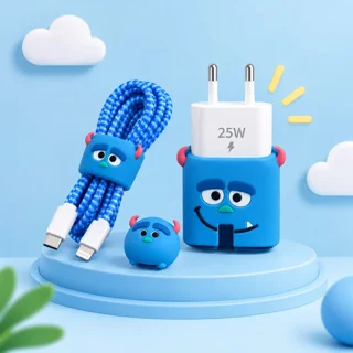 پک محافظ سیلیکونی کابل و آداپتور طرح سالیوان مناسب برای شارژر 25W سامسونگ بسته چهار عددی