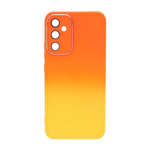 قاب دو رنگ محافظ لنز گلس دار Samsung Galaxy A34 - نارنجی زرد