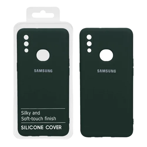 قاب نیو سیلیکون محافظ لنزدار Samsung Galaxy A10s - RF - سبز تیره (پک دار)